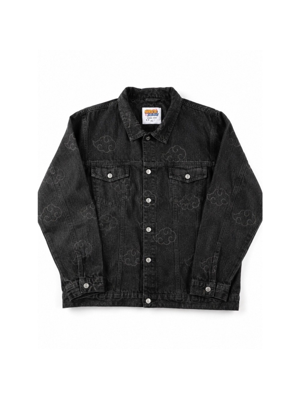 Naruto Shippuden Akatsuki Long Denim Jacket Black Anime Gear Guru Size M New